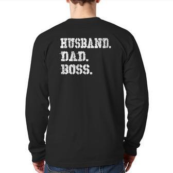 Mens Husband Dad Boss Father's Day Tee Back Print Long Sleeve T-shirt | Mazezy