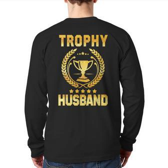 Mens Husband Trophy Cup Dad Father's Day Back Print Long Sleeve T-shirt | Mazezy UK