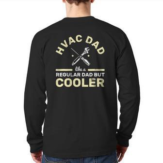 Mens Hvac Dad Like A Regular One But Cooler Technician Hvac Back Print Long Sleeve T-shirt | Mazezy