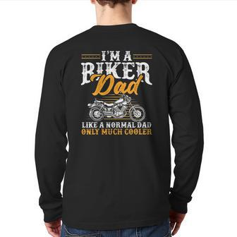 Mens I'm A Biker Dad Motorcycle Rider Dad Father's Day Back Print Long Sleeve T-shirt | Mazezy