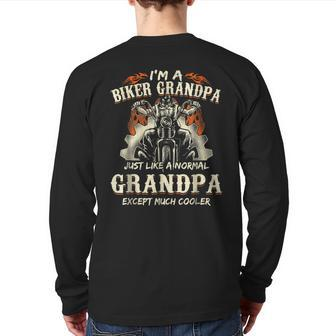 Mens I'm A Biker Grandpa Cool Father's Day Shirt For Grandpa Back Print Long Sleeve T-shirt | Mazezy