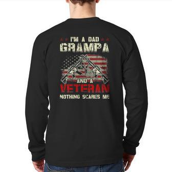 Mens I'm A Dad Grampa And A Veteran Best Grampa Ever Back Print Long Sleeve T-shirt | Mazezy