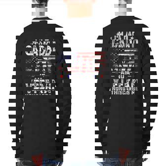 Mens I'm A Dad Grandad And A Veteran For Dad Father's Day Back Print Long Sleeve T-shirt | Mazezy