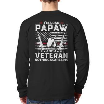 Mens I'm A Dad Papaw Veteran Father's Day Back Print Long Sleeve T-shirt | Mazezy DE