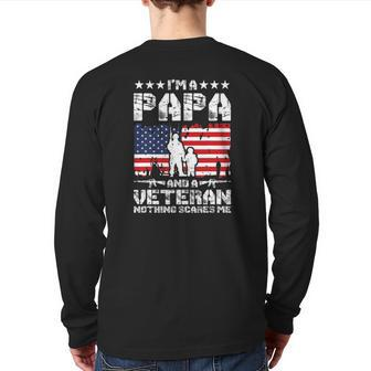 Mens I'm A Papa And A Veteran Nothing Scares Me Proud Us Army Back Print Long Sleeve T-shirt | Mazezy