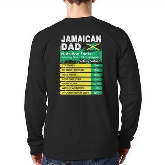 Mens Jamaican Dad Nutrition Facts Serving Size Back Print Long Sleeve T-shirt | Mazezy