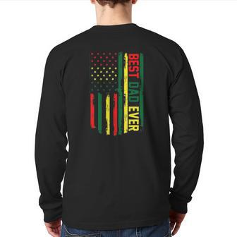 Mens Juneteenth Best Dad Ever American Flag For Father's Day Back Print Long Sleeve T-shirt | Mazezy