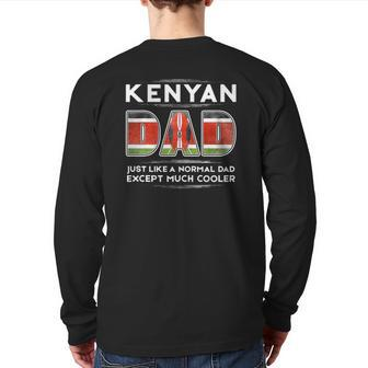 Mens Kenyan Dad Is Much Cooler Father's Day Flag Back Print Long Sleeve T-shirt | Mazezy