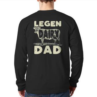 Mens Legen Dairy Dad Cow Farmer Father's Day For Men Back Print Long Sleeve T-shirt | Mazezy