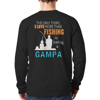 Mens More Than Love Fishing Gampa Special Grandpa Back Print Long Sleeve T-shirt | Mazezy