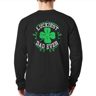 Mens Luckiest Dad Ever St Patrick's Day Daddy Men Back Print Long Sleeve T-shirt | Mazezy