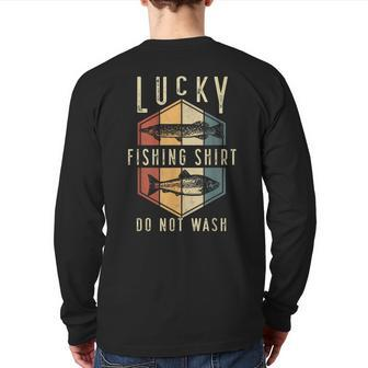Mens Lucky Fishing Do Not Wash Father's Day Fisherman Dad Back Print Long Sleeve T-shirt | Mazezy
