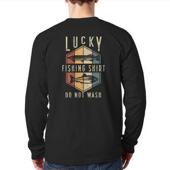 Mens Lucky Fishing Do Not Wash Father's Day Fisherman Dad Back Print Long Sleeve T-shirt | Mazezy