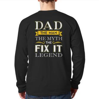 Mens Mr Fix It Dad Fathers Day Handy Man Back Print Long Sleeve T-shirt | Mazezy