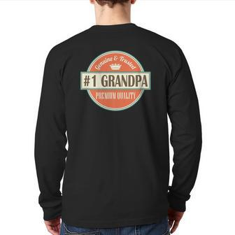 Mens Number 1 Grandpa 1 Grandfather Father's Day Back Print Long Sleeve T-shirt | Mazezy
