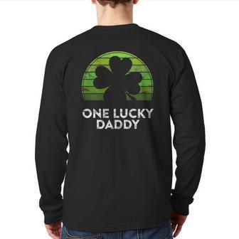 Mens One Lucky Daddy Shamrock Sunset Irish St Patrick's Day Back Print Long Sleeve T-shirt | Mazezy