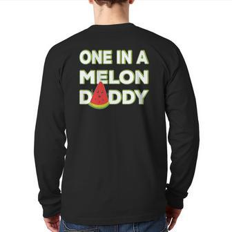 Mens One In A Melon Daddy Watermelon Dad Father's Day Back Print Long Sleeve T-shirt | Mazezy