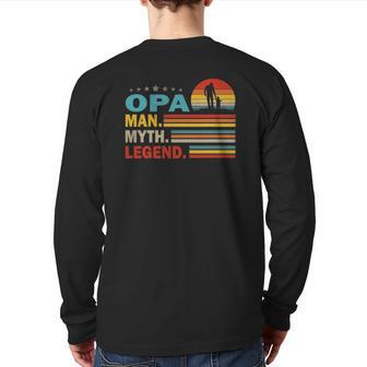 Mens Opa Man Myth Vintage Opa Legend Father's Day Back Print Long Sleeve T-shirt | Mazezy
