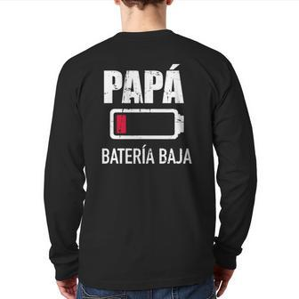 Mens Papá Batería Baja Para Día Del Padre Back Print Long Sleeve T-shirt | Mazezy