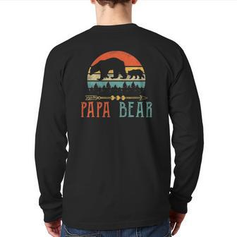 Mens Papa Bear Daddy Mens Fathers Day -Idea Back Print Long Sleeve T-shirt | Mazezy