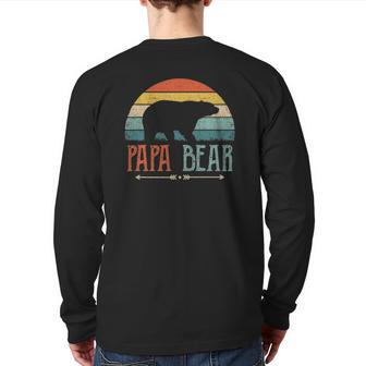 Mens Papa Bear Vintage Daddy Father's Day Retro Dad Back Print Long Sleeve T-shirt | Mazezy