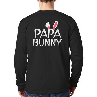 Mens Papa Bunny Family Rabbit Matching Couple Daddy Easter Back Print Long Sleeve T-shirt | Mazezy