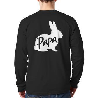 Mens Papa Bunny Rabbit Father Daddy Dad Grandpa Easter Back Print Long Sleeve T-shirt | Mazezy