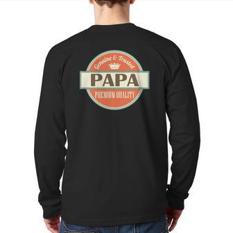 Mens Papa Vintage Dad Father's Day Tee Back Print Long Sleeve T-shirt | Mazezy