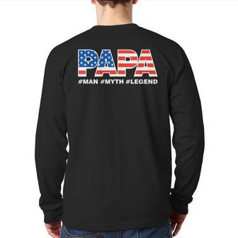 Mens Papa Man Myth Legend Dad Father Fathers Day Back Print Long Sleeve T-shirt | Mazezy