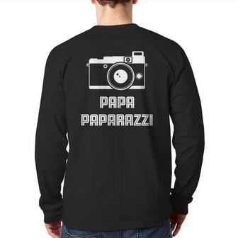 Mens Papa Paparazzi Retro Camera Photography Back Print Long Sleeve T-shirt | Mazezy