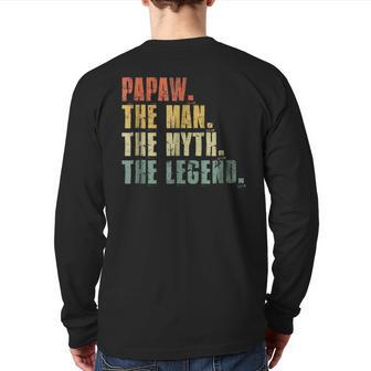 Mens Papaw Man Myth Legend For Dad Father's Day Gif Back Print Long Sleeve T-shirt | Mazezy