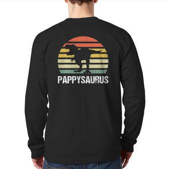 Mens Pappysaurus Dinosaur Lover Mens Cool Father's Day Retro Back Print Long Sleeve T-shirt | Mazezy