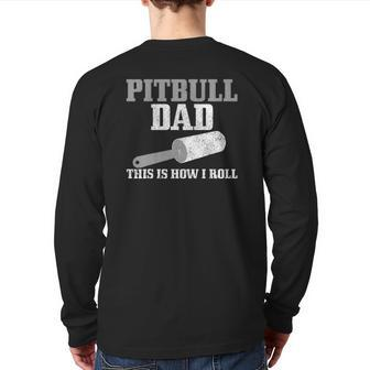 Mens Pitbull Dad Dog Hair Pitbull Back Print Long Sleeve T-shirt | Mazezy