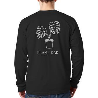 Mens Plant Lover Graphic Pocket Tee Monstera Houseplant Dad Back Print Long Sleeve T-shirt | Mazezy