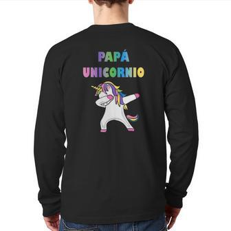 Mens Playeras De Unicornio Para Familia Papa Unicornio Back Print Long Sleeve T-shirt | Mazezy
