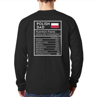 Mens Polish Dad Nutrition Facts National Pride For Dad Back Print Long Sleeve T-shirt | Mazezy