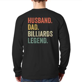 Mens Pool Player Husband Dad Billiards Legend Vintage Back Print Long Sleeve T-shirt | Mazezy