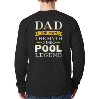 Mens Pool Shark Dad For Billiards Dads Back Print Long Sleeve T-shirt | Mazezy