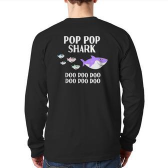 Mens Pop Pop Shark Doo Doo Father's Day For Grandpa Back Print Long Sleeve T-shirt | Mazezy