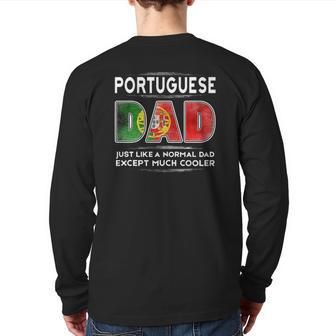 Mens Portuguese Dad Is Much Cooler Father's Day Flag Back Print Long Sleeve T-shirt | Mazezy