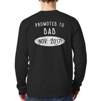 Mens Promoted To Dad November 2021 Cute Pregnancy Announcement Back Print Long Sleeve T-shirt | Mazezy