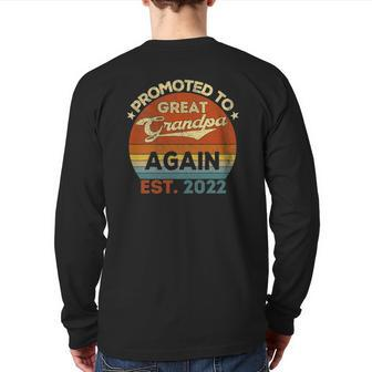 Mens Promoted To Great Grandpa Again 2022 Paw Paw Papa Pops Pop Back Print Long Sleeve T-shirt | Mazezy