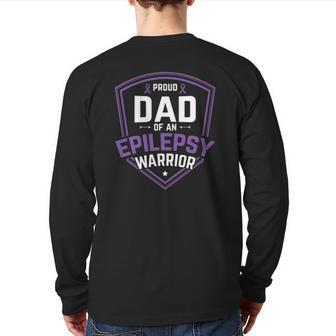 Mens Proud Dad Of Epilepsy Warrior Epilepsy Awareness Epilepsy Back Print Long Sleeve T-shirt | Mazezy