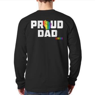 Mens Proud Dad Lgbt Gay Pride Month Lgbtq Rainbow Back Print Long Sleeve T-shirt | Mazezy