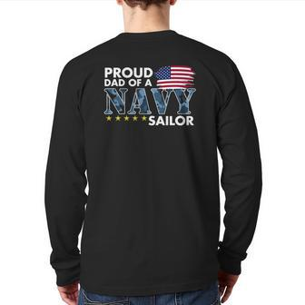 Mens Proud Dad Of A Navy Sailor Back Print Long Sleeve T-shirt | Mazezy