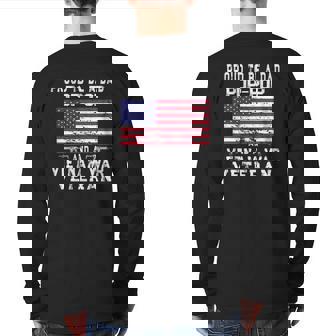 Mens Proud Dad Pop-Pop Vietnam War Veteran Retro Us Flag Grandpa Back Print Long Sleeve T-shirt | Mazezy