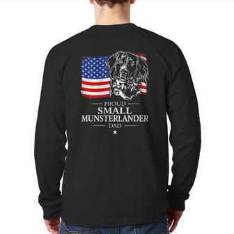 Mens Proud Small Munsterlander Dad American Flag Patriotic Dog Back Print Long Sleeve T-shirt | Mazezy AU