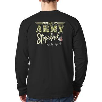 Mens Proud Us Army Stepdad Camouflage Military Pride Back Print Long Sleeve T-shirt | Mazezy