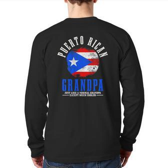 Mens Puerto Rican Grandpa Puerto Rico Flag Pride Back Print Long Sleeve T-shirt | Mazezy