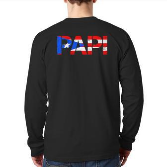 Mens Puerto Rico Flag Father's Day Patriotic Puerto Rican Pride Back Print Long Sleeve T-shirt | Mazezy